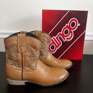 Boots Dingo Women's 8M Brown Calf Slip-On Stitched Cowgirl Leather Willie 6" NIB